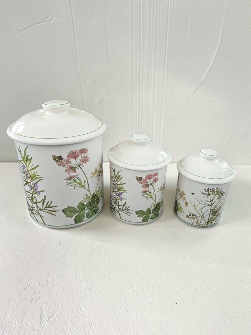 Certified International Marjolein Bastin Canister Set 3 Floral Botanical Cottage